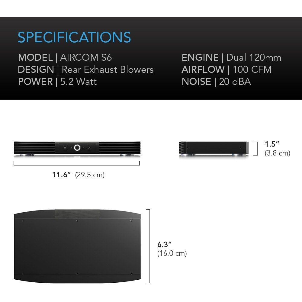 AC Infinity AIRCOM S6 AV Receiver Cooling Fan - view 2