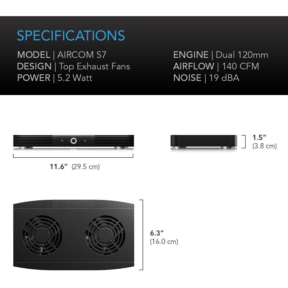 AC Infinity AIRCOM S7 AV Receiver Cooling Fan - view 2