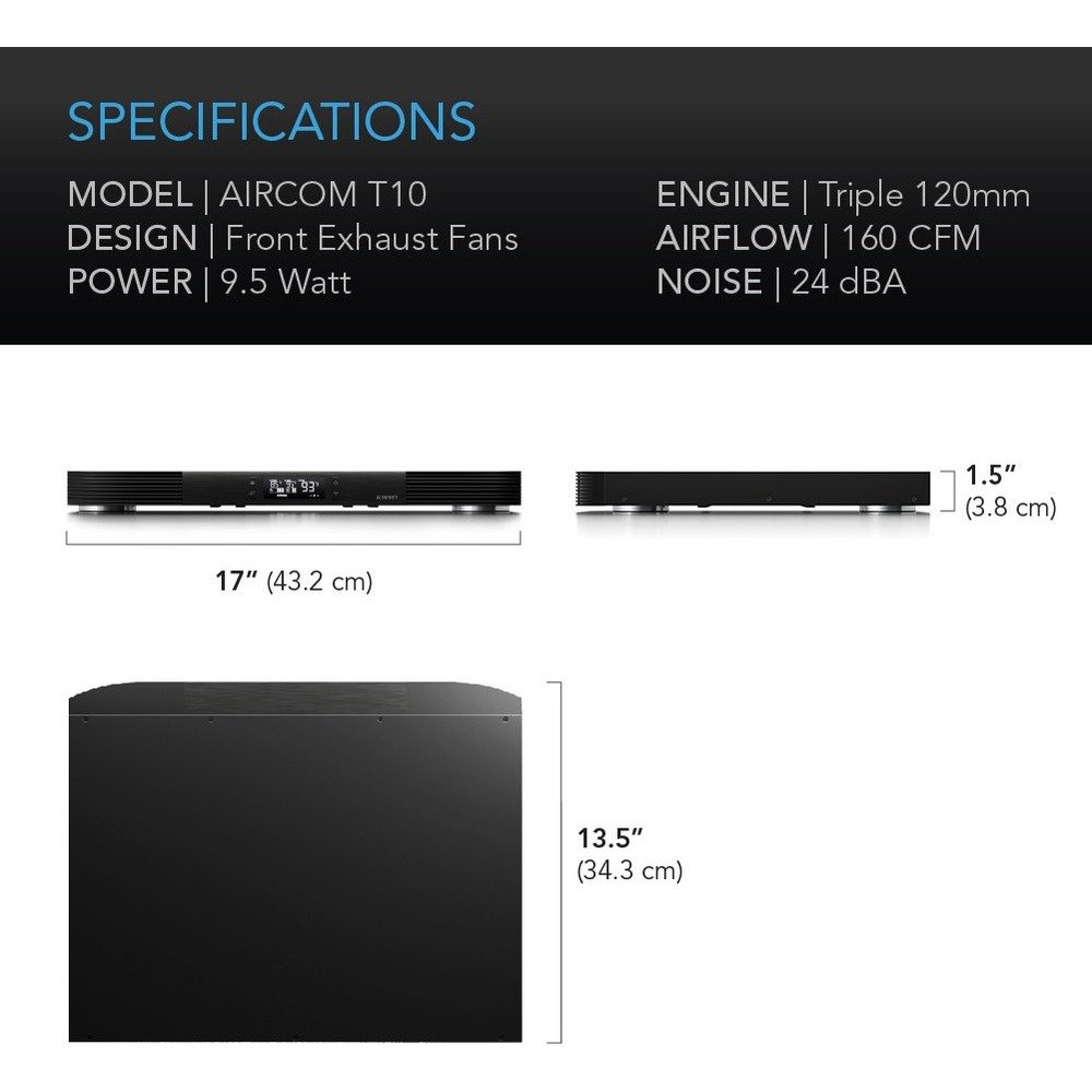 AC Infinity AIRCOM 17-Inch Front-Exhaust AV Receiver Fan - view 4