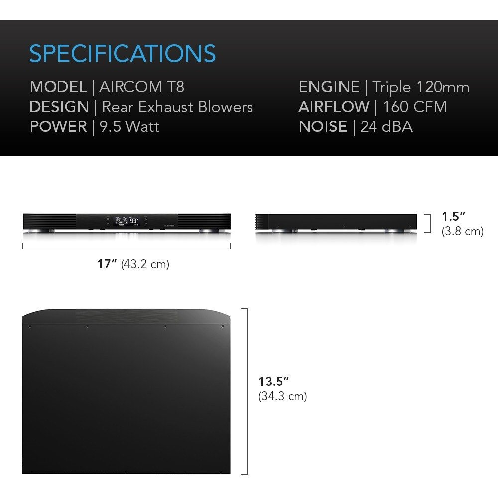 AC Infinity AIRCOM 17-Inch Rear-Exhaust AV Receiver Fan - view 4
