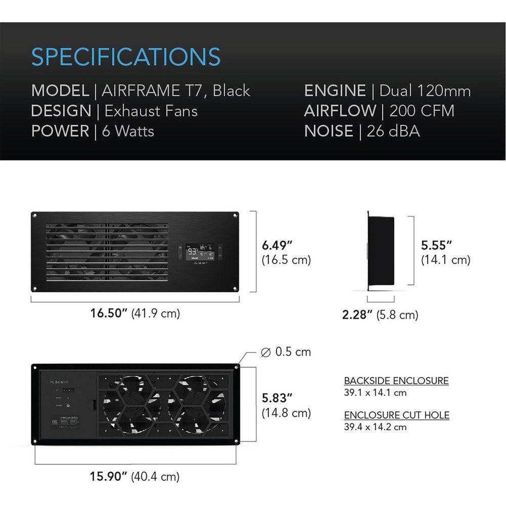 AC Infinity AIRFRAME T7 Equipment Closet Fan - view 5