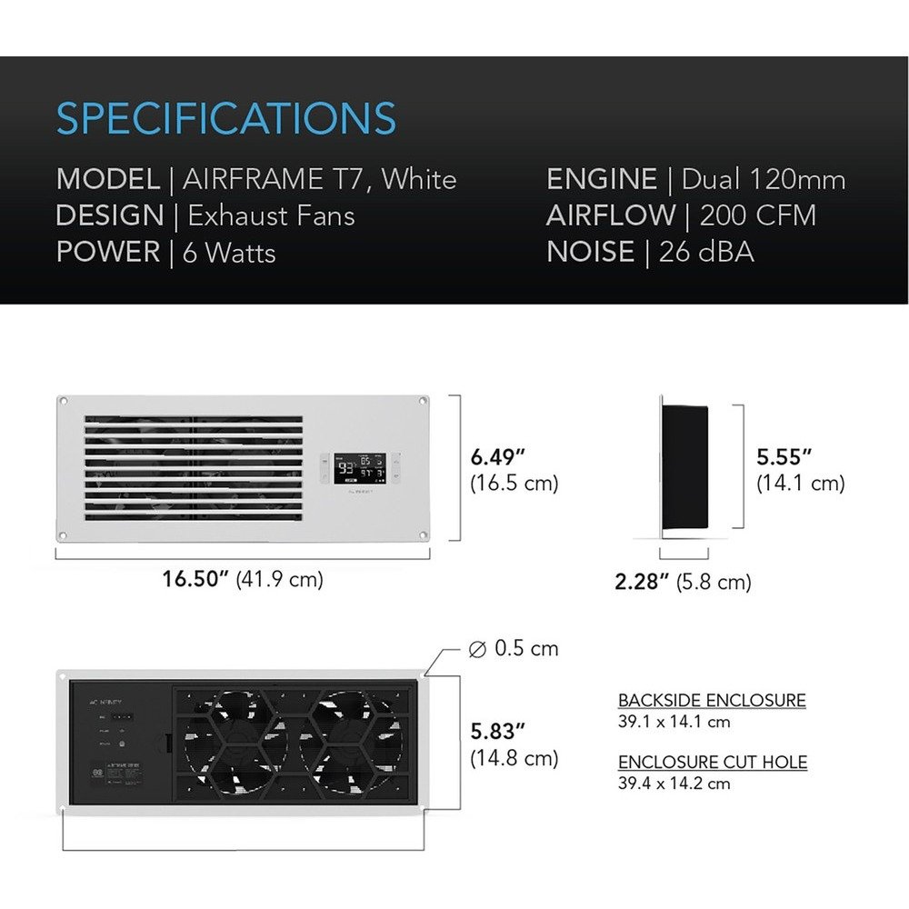 AC Infinity AIRFRAME T7 Equipment Closet Fan - view 6