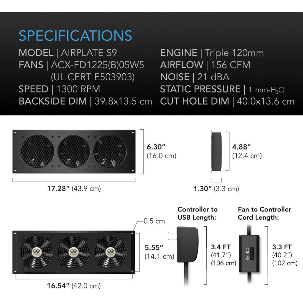 AC Infinity AIRPLATE S9 Cabinet Cooling Fan - view 2