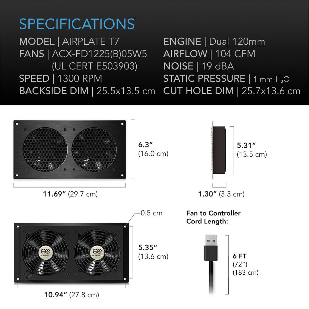 AC Infinity AIRPLATE T7 Cabinet Cooling Fan - view 2