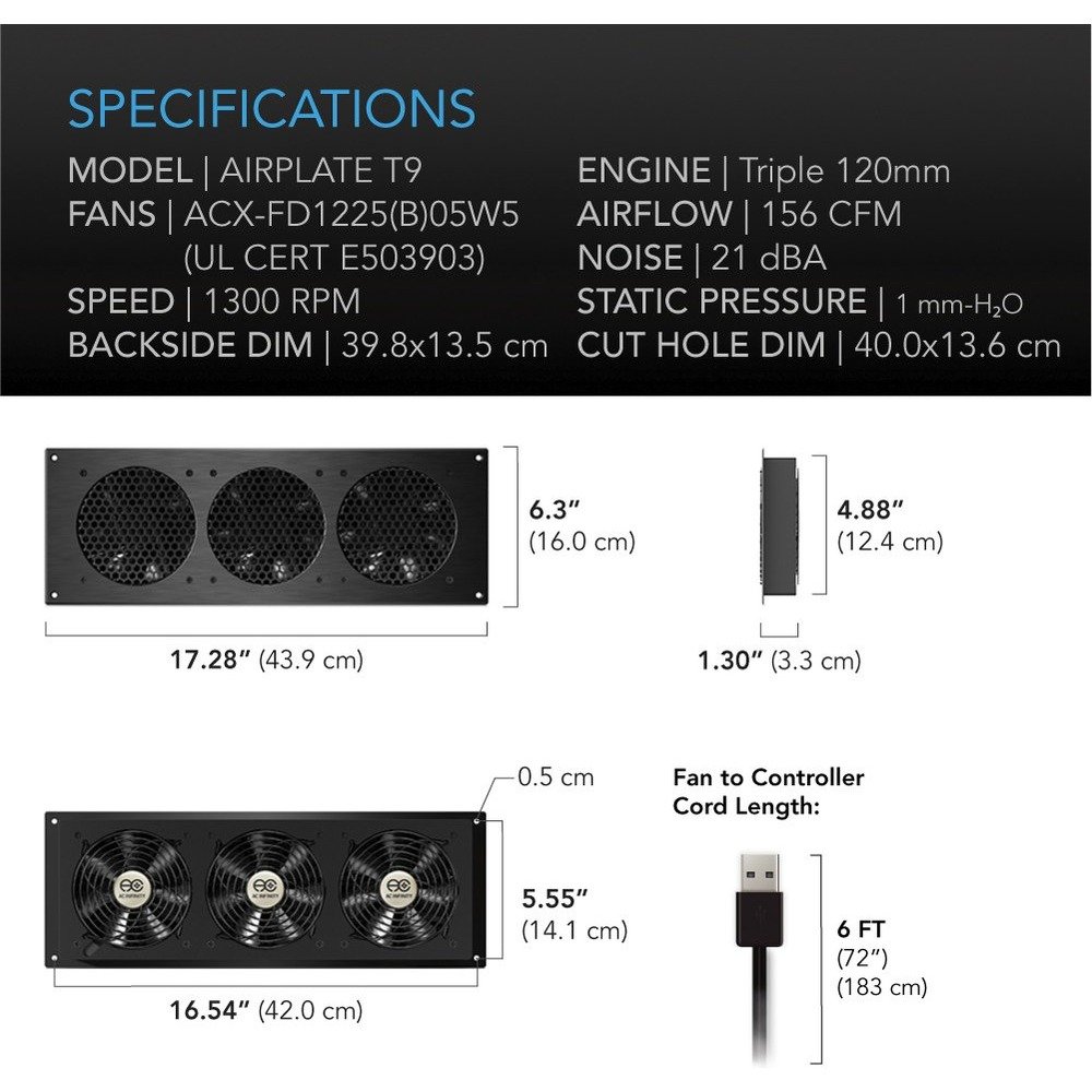 AC Infinity AIRPLATE T9 Cabinet Cooling Fan - view 2