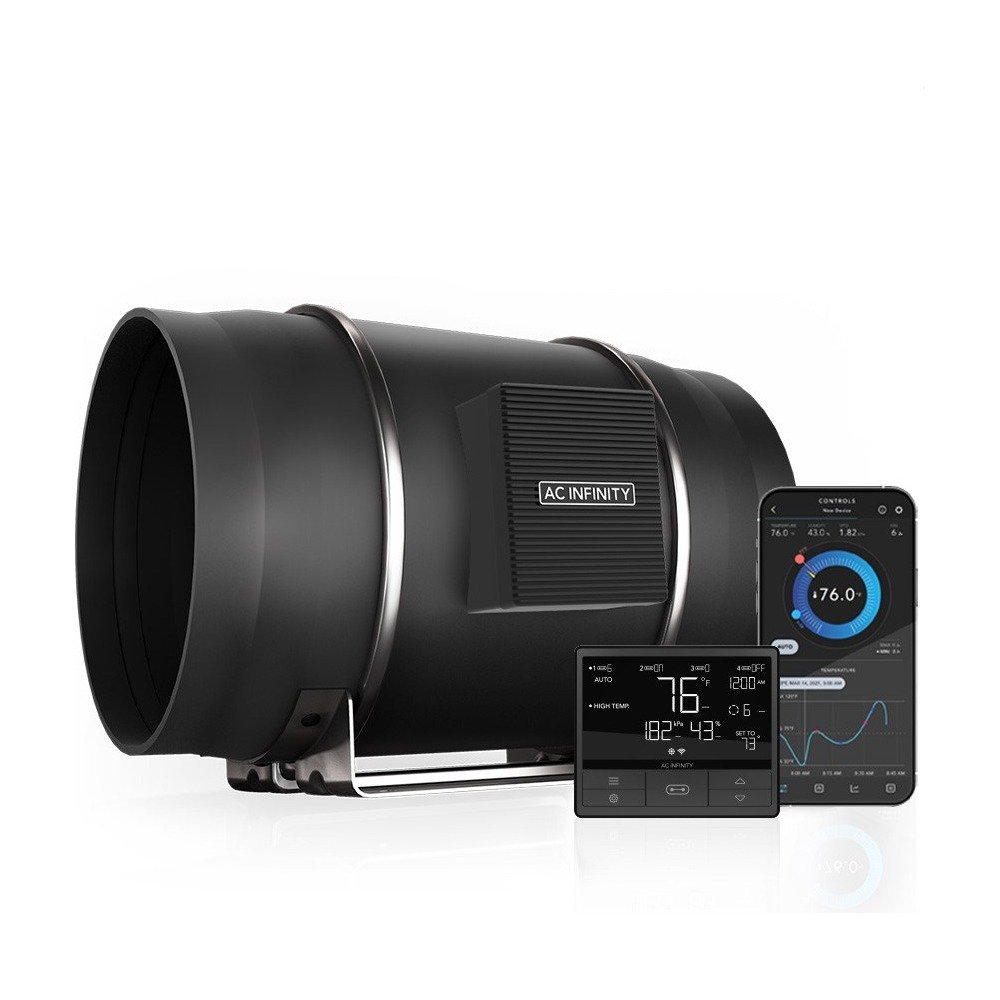 AC Infinity CLOUDLINE T10 10-Inch Inline Duct Fan with Temperature/Humidity Controller