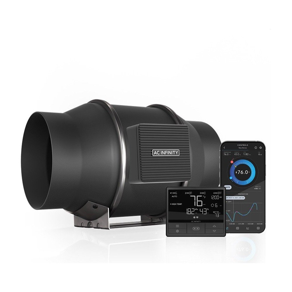 AC Infinity CLOUDLINE T6 6-Inch Inline Duct Fan with Temperature/Humidity Controller