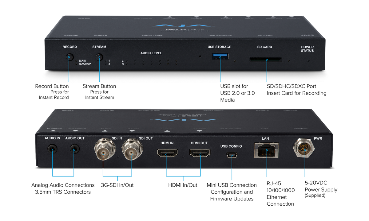 AJA HELO Plus H.264 Streaming and Recording Encoder - view 2