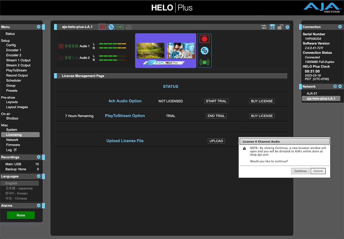 AJA HELO Plus 4-Channel Audio Option License - view 2