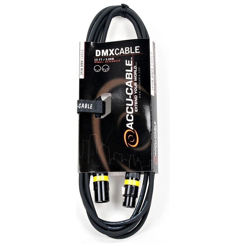American DJ Accu Cable AC3PDMX10 3-Pin DMX Cable, 10 ft