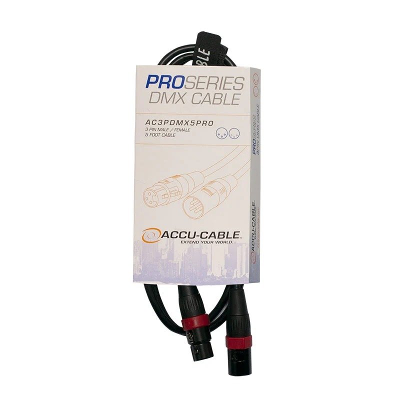 American DJ Accu Cable AC3PDMX5PRO Pro Series 3-Pin DMX Cable, 5 ft