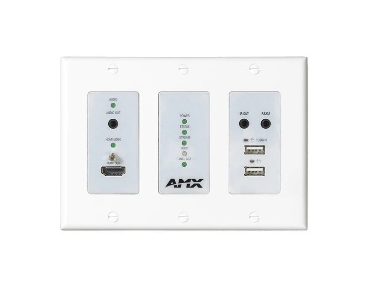 AMX SVSI NMX-DEC-N2625D-WP-NA 4K60 MWC/Dante AV-A Decoder Wallplate