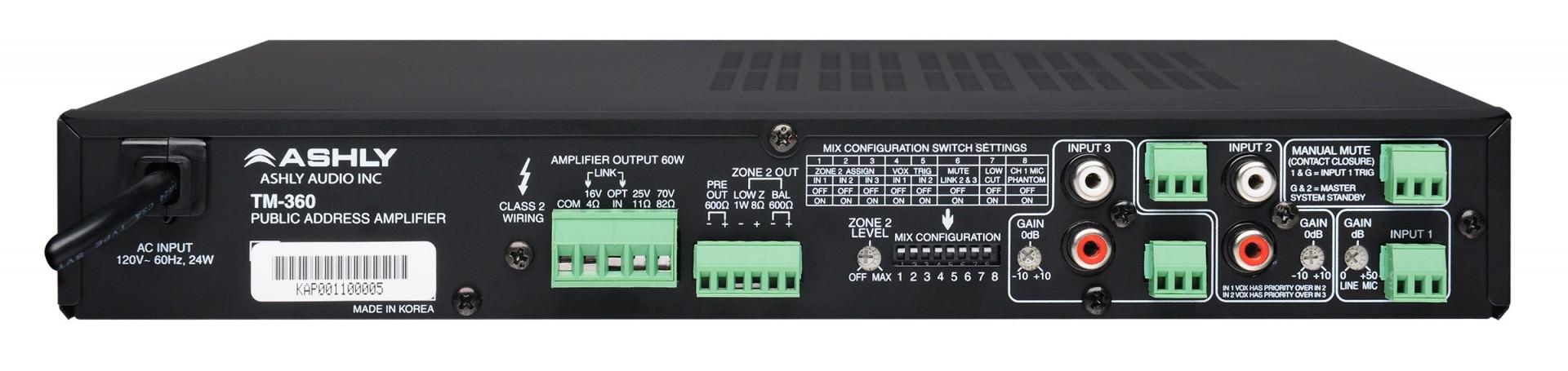 Ashly TM-360 Three-Input 60 W Mixer Amplifier - view 2