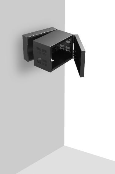 AtlasIED 307-12 19 inch Wide Opening Stand-Alone Wall Cabinet with Adjustable Rails 7 RU product image