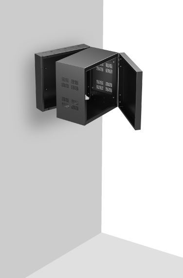 AtlasIED 310-12 19 inch Wide Opening Stand-Alone Wall Cabinet with Adjustable Rails 10 RU