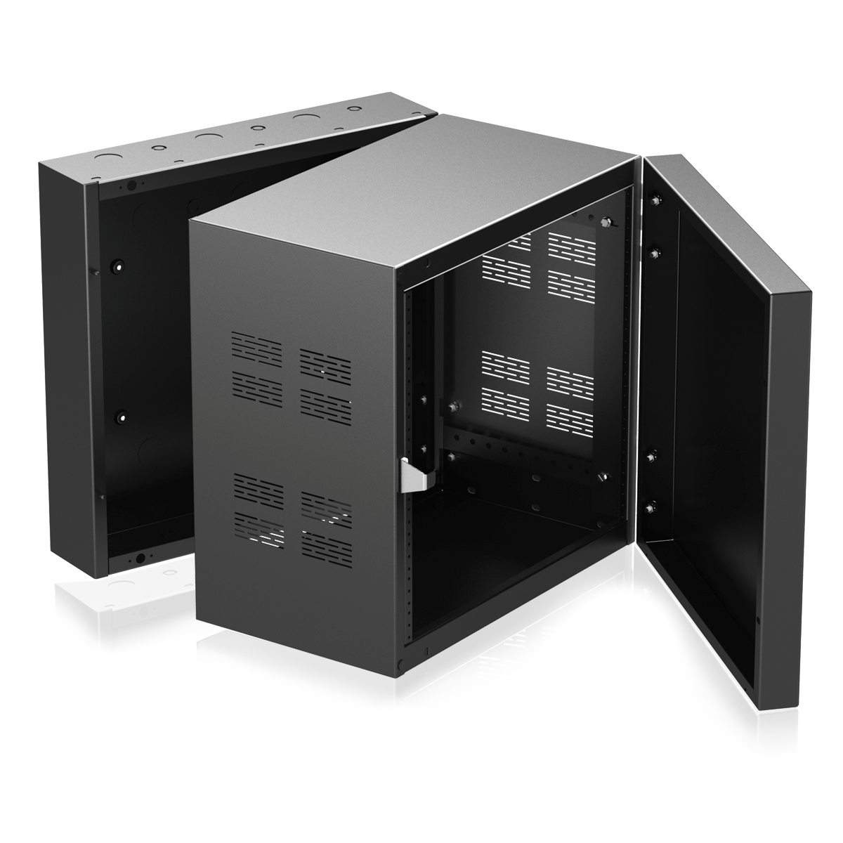 AtlasIED 310-12 19 inch Wide Opening Stand-Alone Wall Cabinet with Adjustable Rails 10 RU - view 2