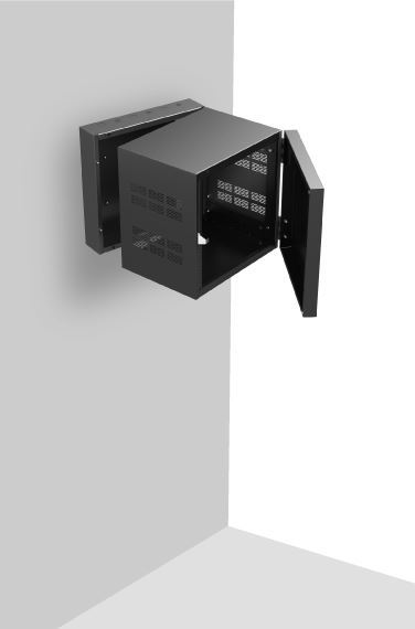 AtlasIED 310-15 19 inch Wide Opening Stand-Alone Wall Cabinet with Adjustable Rails, 15 inchD Center Section - 10 RU product image
