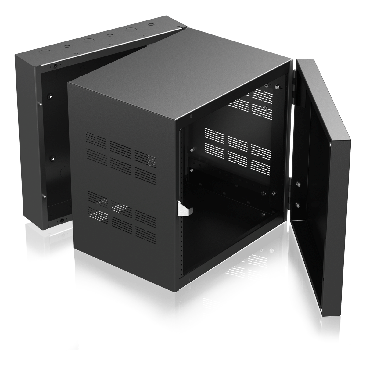 AtlasIED 310-15 19 inch Wide Opening Stand-Alone Wall Cabinet with Adjustable Rails, 15 inchD Center Section - 10 RU - view 2