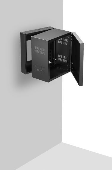 AtlasIED 312-12 19 inch Wide Opening Stand-Alone Wall Cabinet with Adjustable Rails 12 RU
