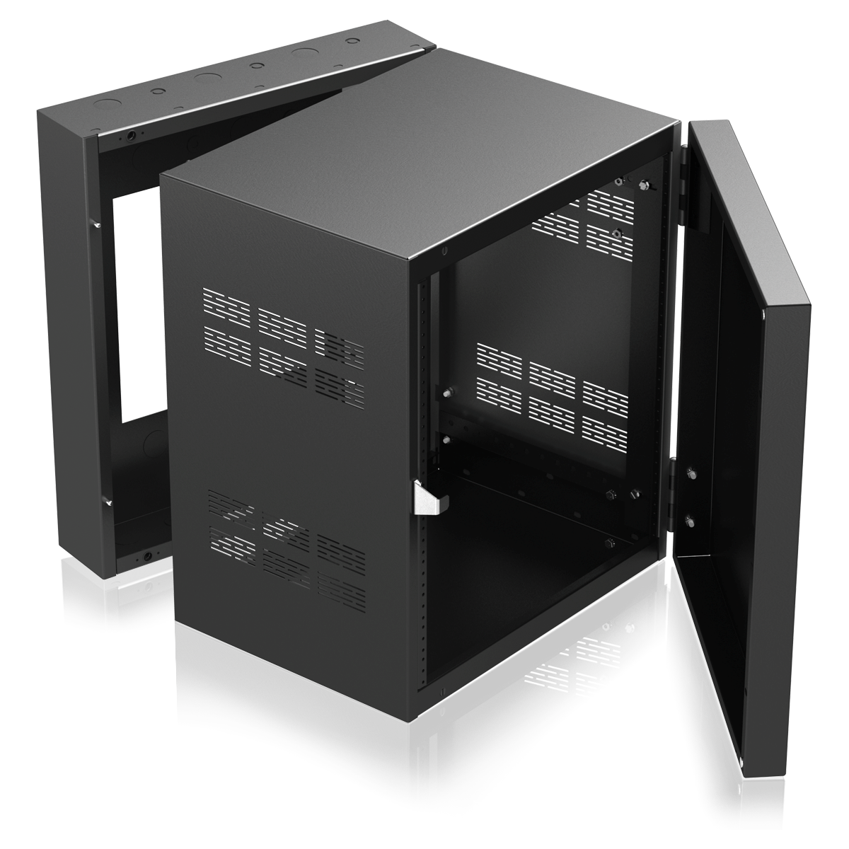 AtlasIED 312-15 19 inch Wide Opening Stand-Alone Wall Cabinet with Adjustable Rails, 15 inch D Center Section - 12 RU - view 2
