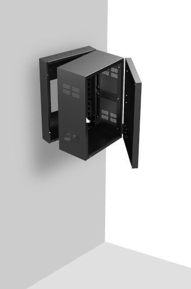 AtlasIED 316-12 19 inch Wide Opening Stand-Alone Wall Cabinet with Adjustable Rails 16 RU