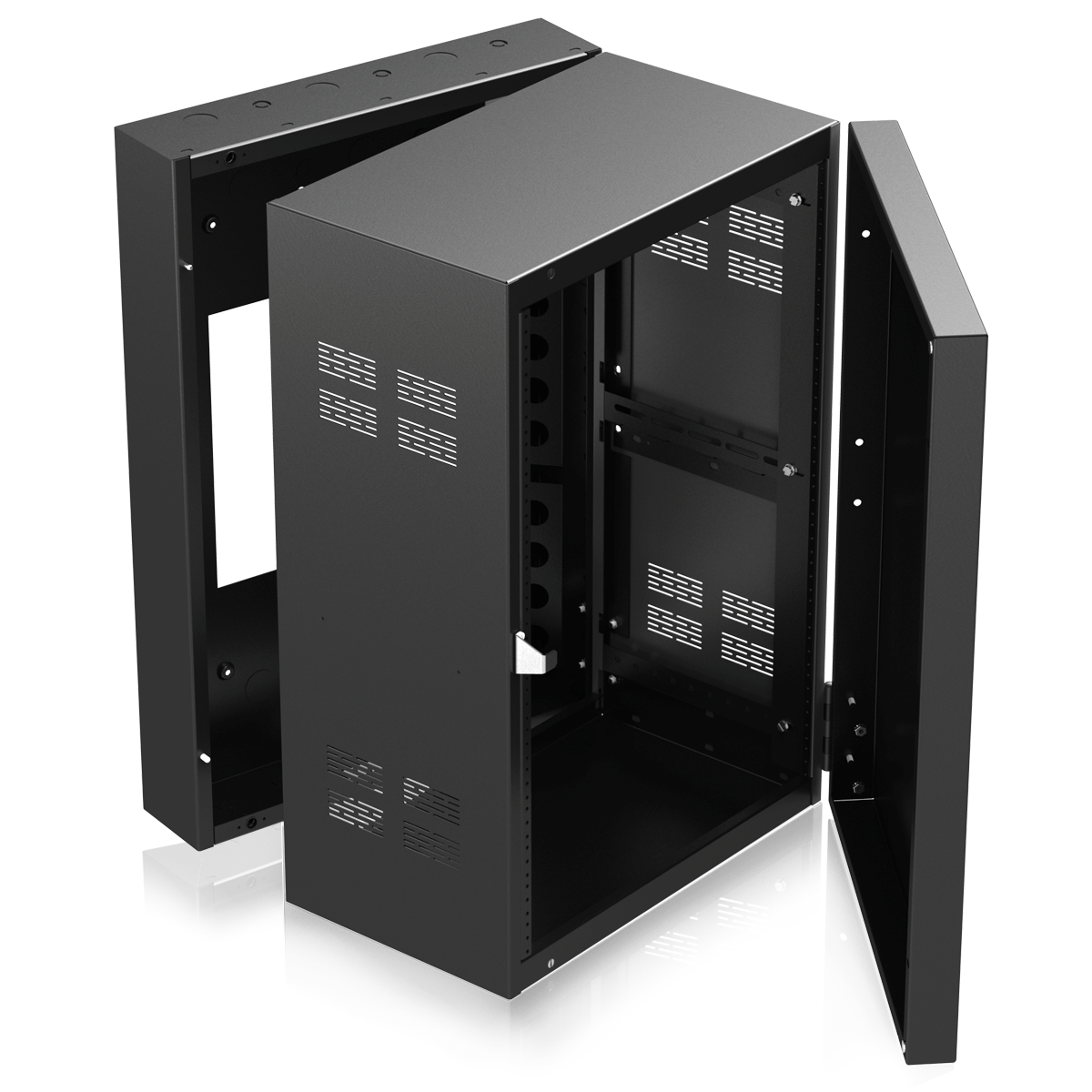 AtlasIED 316-12 19 inch Wide Opening Stand-Alone Wall Cabinet with Adjustable Rails 16 RU - view 2
