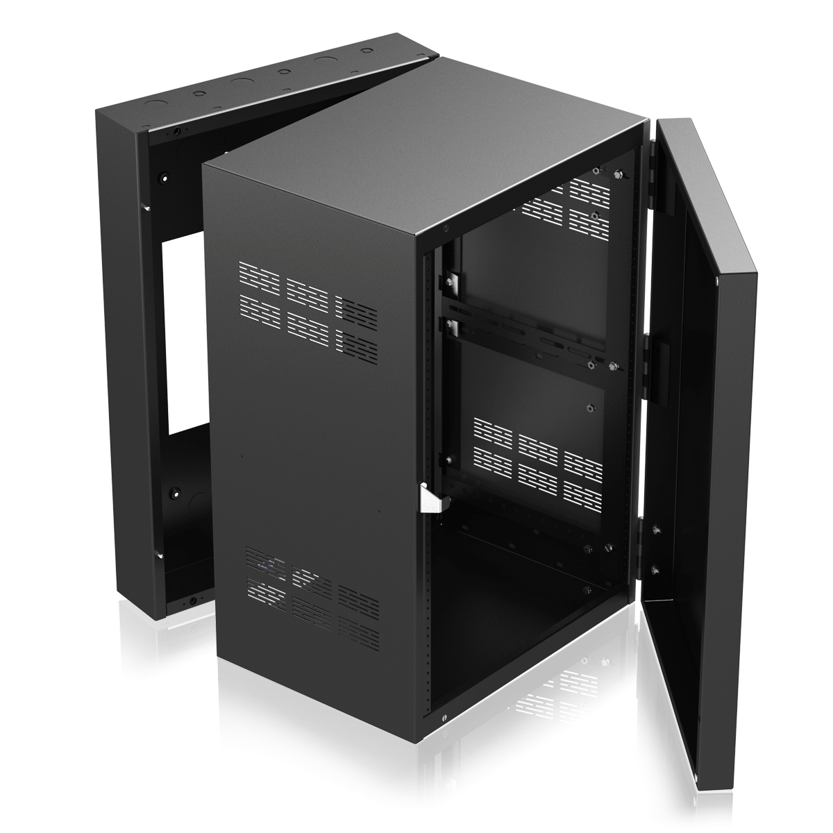 AtlasIED 316-15 19 inch Wide Opening Stand-Alone Wall Cabinet with Adjustable Rails, 15 inch D Center Section - 16 RU - view 2