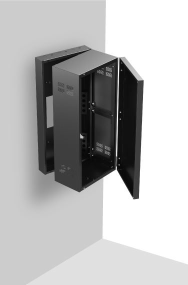 AtlasIED 324-12 19 inch Wide Opening Stand-Alone Wall Cabinet with Adjustable Rails 24 RU product image