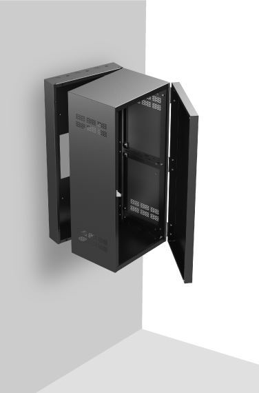 AtlasIED 324-15 19 inch Wide Opening Stand-Alone Wall Cabinet with Adjustable Rails, 15 inch D Center Section - 24 RU