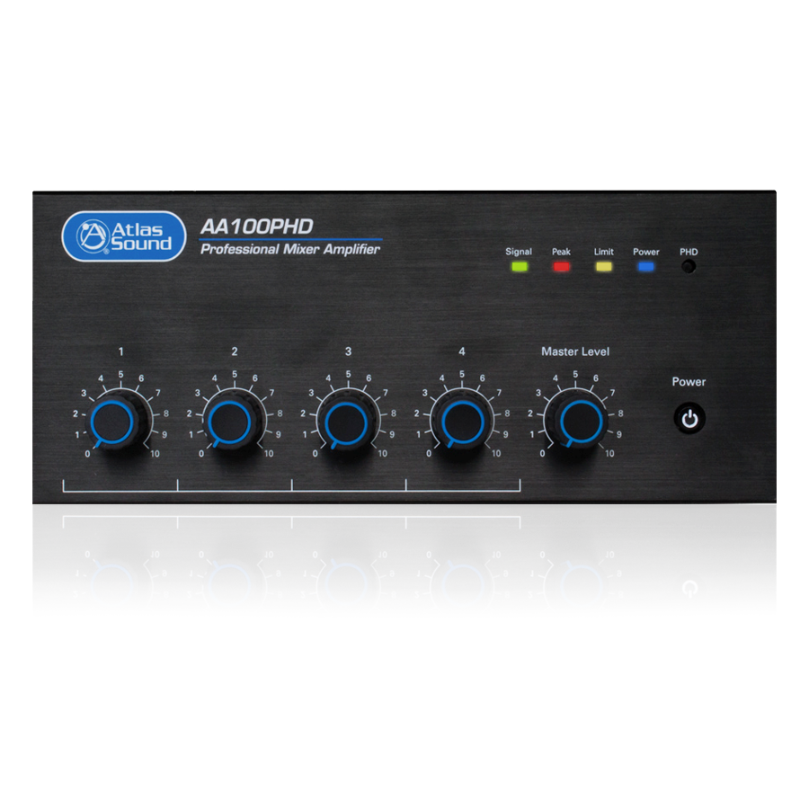 AtlasIED AA100PHD 4-Input, 100-Watt Mixer Amplifier with Automatic System Test (PHD)
