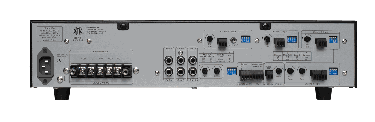 AtlasIED AA200PHD-CE CE Listed 6-Input, 200-Watt Mixer Amplifier with Automatic System Test (PHD) - view 2