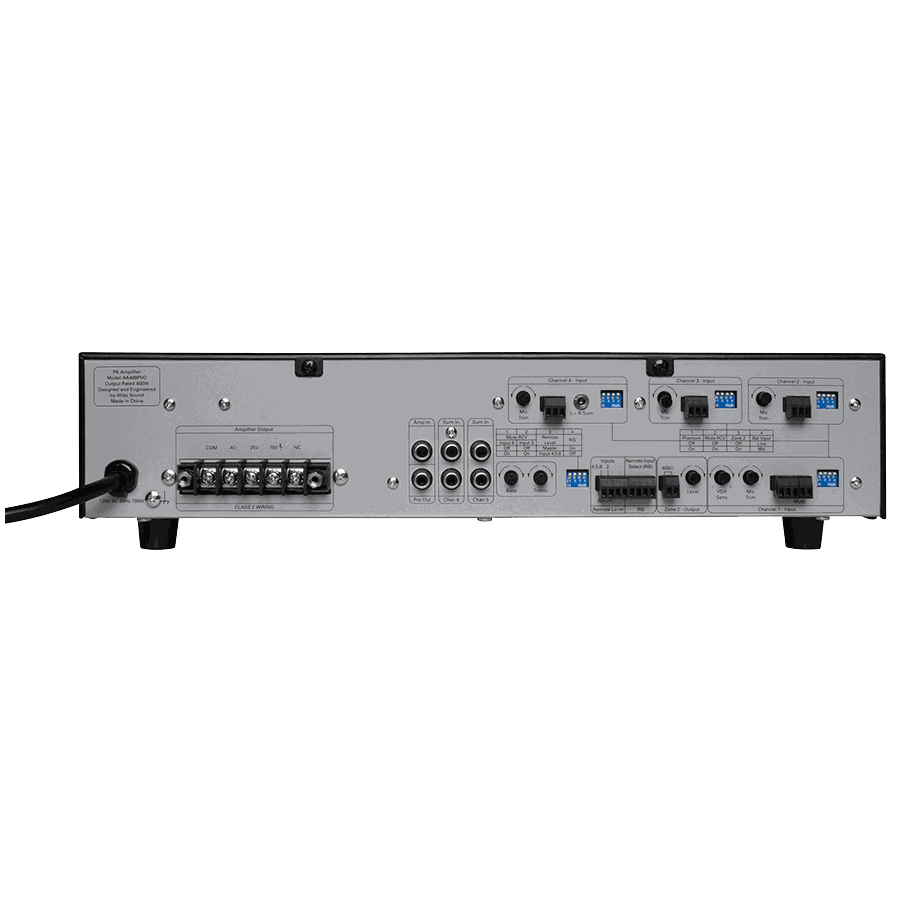 AtlasIED AA400PHD 6-Input, 400 Watt Mixer Amplifier with Automatic System Test Circuitry (PHD) - view 2