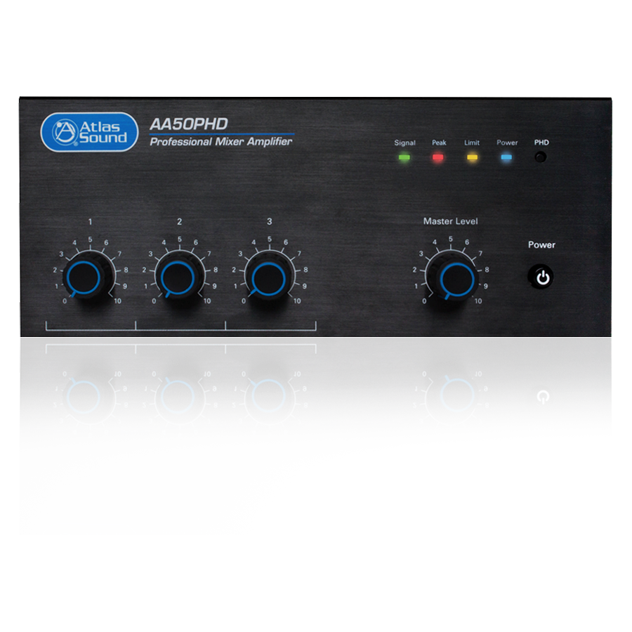 AtlasIED AA50PHD 4-Input, 50-Watt Mixer Amplifier with Automatic System Test (PHD)