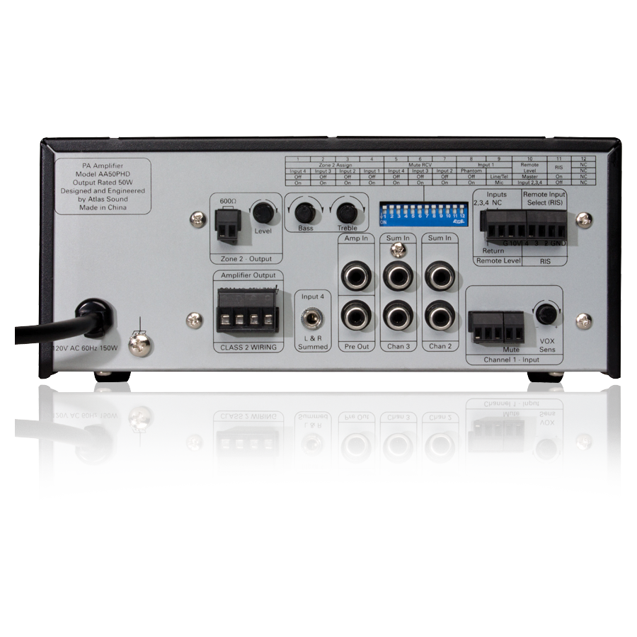 AtlasIED AA50PHD 4-Input, 50-Watt Mixer Amplifier with Automatic System Test (PHD) - view 2