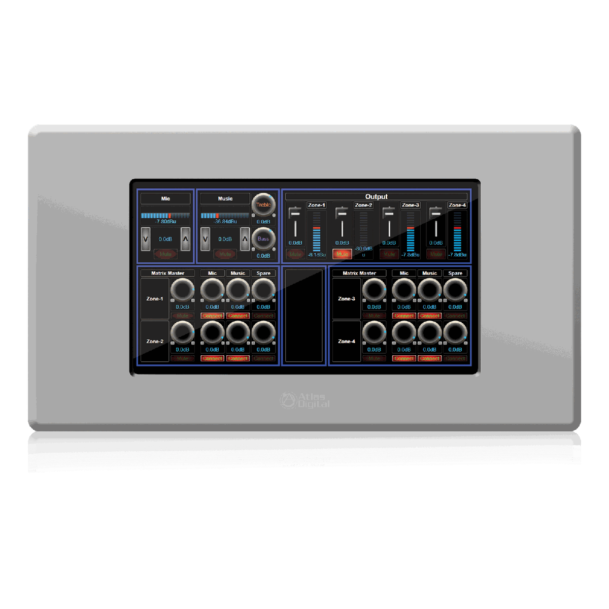 AtlasIED BBWP-TOUCH7W BlueBridge® 7" Touch Panel Wall Controller - White