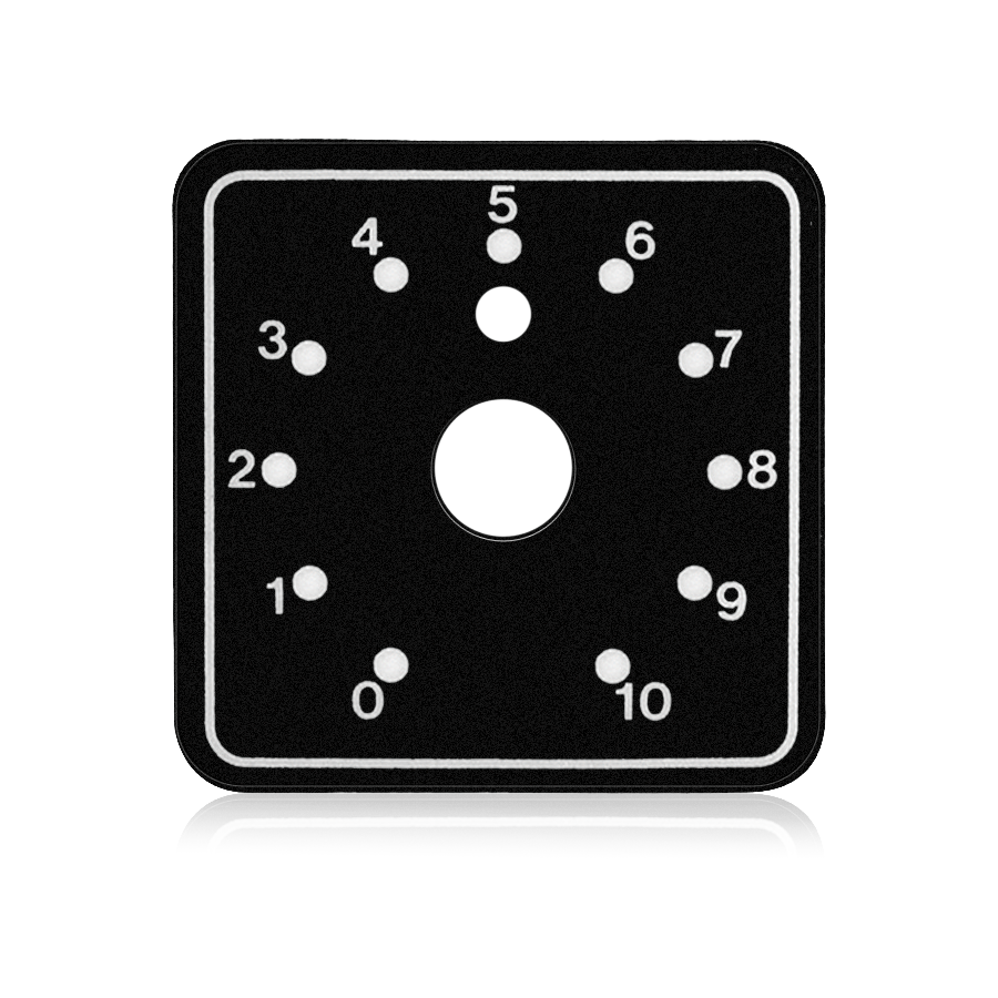 AtlasIED HX23 2 inch x 2 inch Polycarbonate Dial Scale. 3/8 inch Center Hole product image
