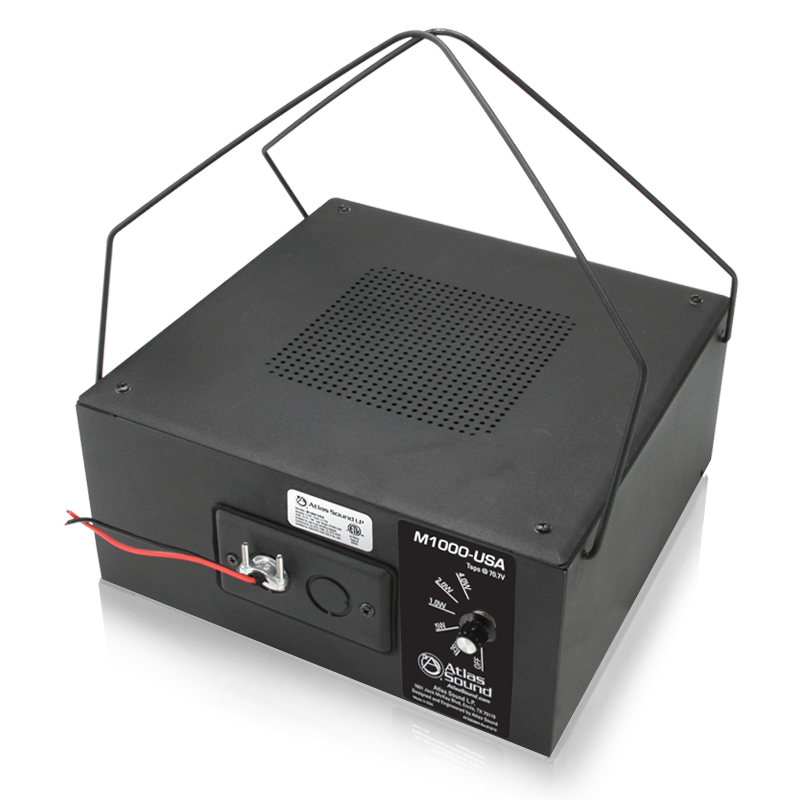 AtlasIED M1000-USA 8" Dual Cone Sound Masking Speaker with 4-Watt 70V Transformer, Black Enclosure, and BAA Compliance