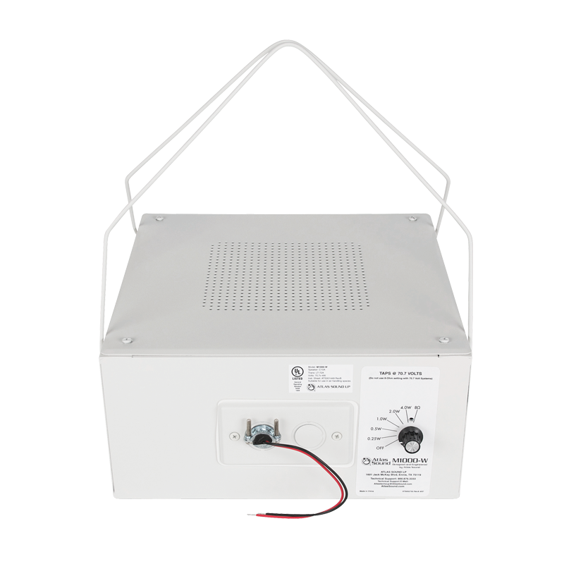 AtlasIED M1000-W 8" Dual Cone Sound Masking Speaker with 4-Watt 70V Transformer and Enclosure - White - view 2