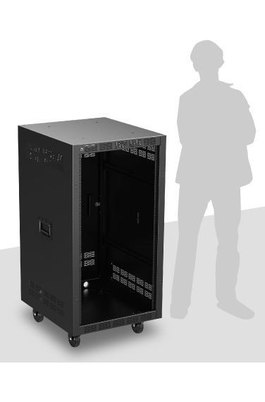 AtlasIED RX21-25 25 inch Deep, 21RU Mobile Equipment Rack Includes: Casters, & Side Handles