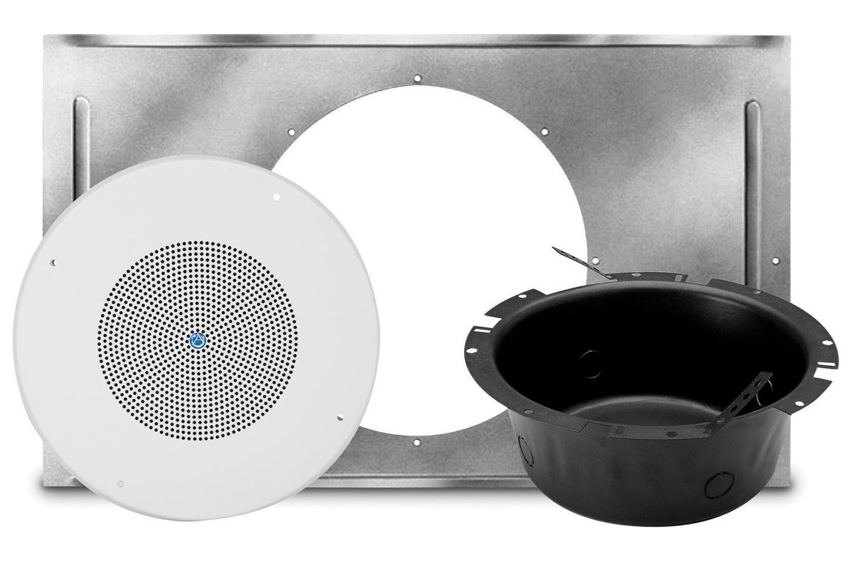 AtlasIED SD72W-KIT4 Qty 4 SD72 Speaker, 62-8 Baffle, CS95-8 Back Box, and 81-8R T-Bar Bridge Kit