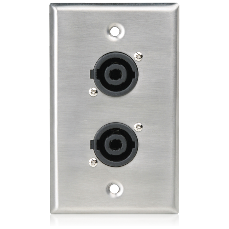 AtlasIED SG-NL4MP-2 Single Gang Stainless Steel Plate with (2) NL4MP 4 Pole Connectors product image