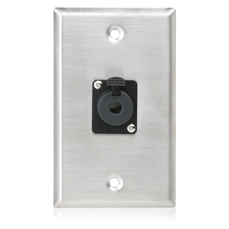 AtlasIED SG-QTRSL-F1 Single Gang Stainless Steel Plate with (1) Female Locking TRS Connector product image