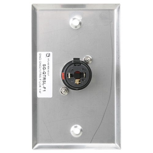AtlasIED SG-QTRSL-F1 Single Gang Stainless Steel Plate with (1) Female Locking TRS Connector - view 2
