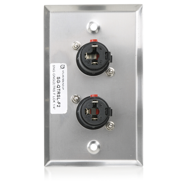 AtlasIED SG-QTRSL-F2 Single Gang Stainless Steel Plate with (2) Female Locking TRS connector - view 2