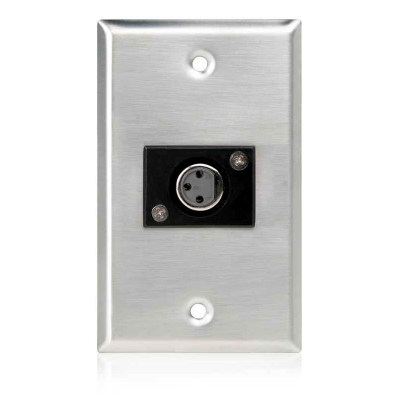 AtlasIED SG-XLR-F1 Single Gang Stainless Steel Plate with (1) Female 3 Pin XLR product image