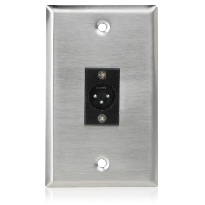 AtlasIED SG-XLR-M1 Single Gang Stainless Steel Plate with (1) Male 3 Pin XLR