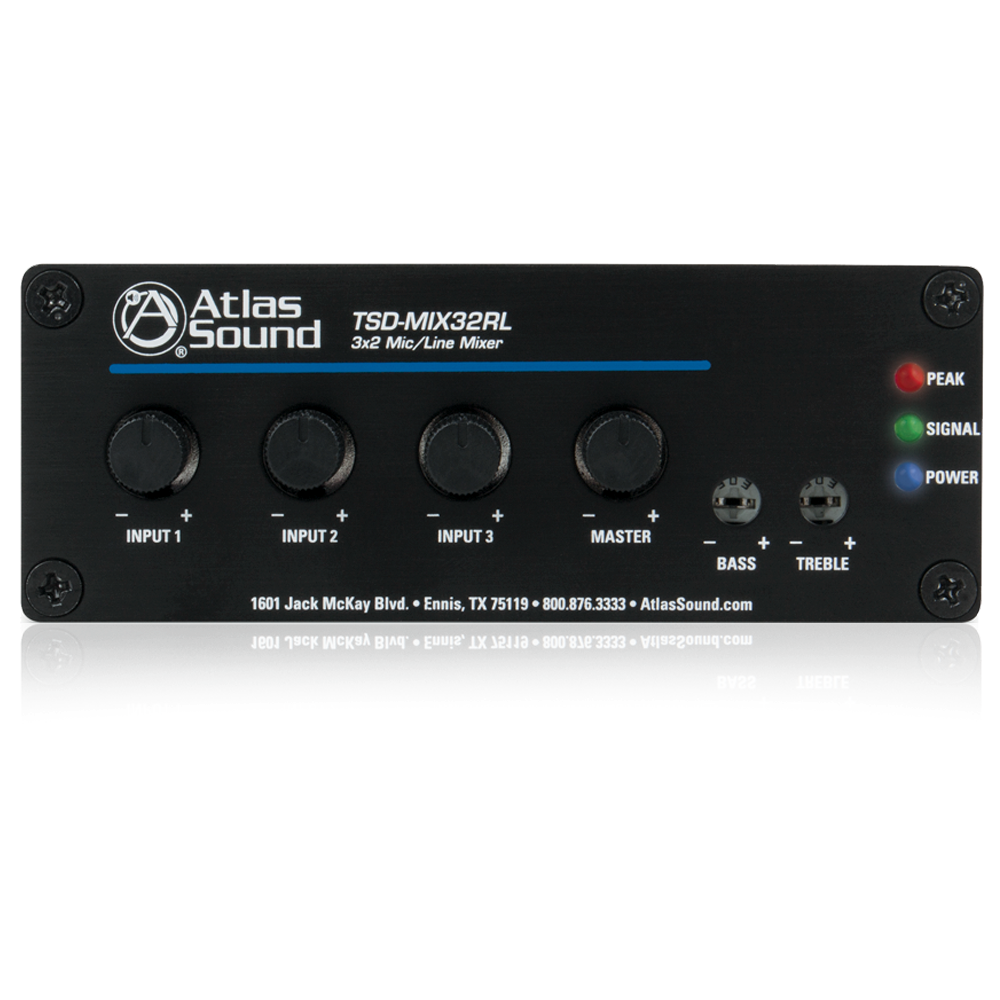 AtlasIED TSD-MIX32RL 3x2 Stereo Line Mixer with Remote Level