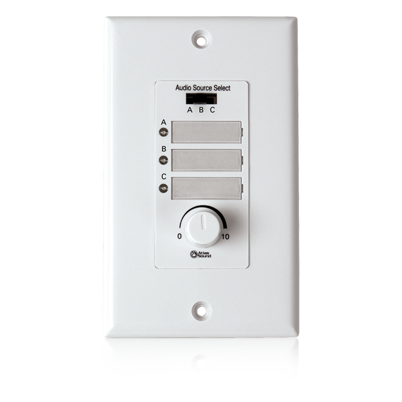 AtlasIED WPD-MIX42RT Wall Plate Input Select Switch, Volume Control 10k Pot with System Indicator