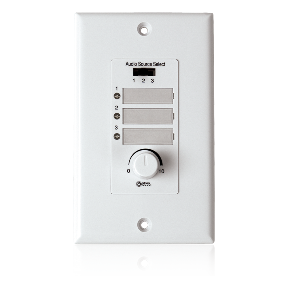 AtlasIED WPD-RISRL Wall Plate Input Select Switch with Volume Control 10k Pot and Input Indicator Use With AAPHD