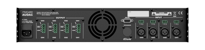 AUDAC PMQ480 WaveDynamics quad-channel 70/100V amplifier - view 2